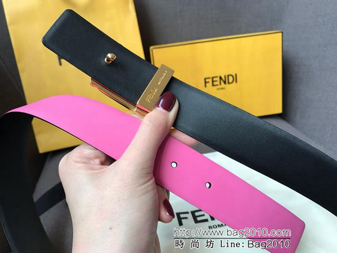 FENDI芬迪 實物拍攝 最新爆款 柔軟小牛皮皮帶 雙F標誌 BAGUETTE系列 時尚百搭款女款皮帶  xfp1304